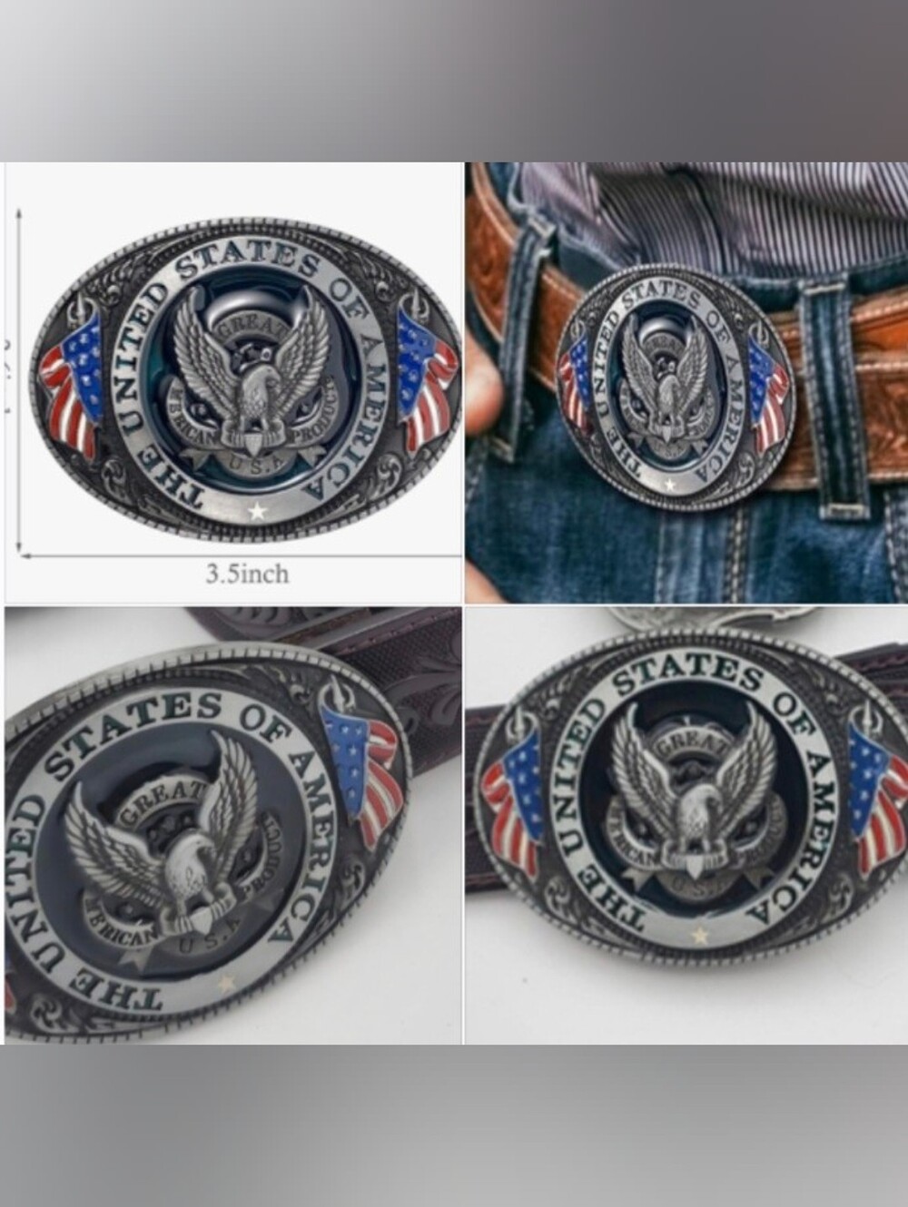 New patriotic United States of America eagle Oval belt buckle